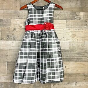 Cherokee Girls Dress Size 12 Black & White Plaid Party Holiday Layered Skirt